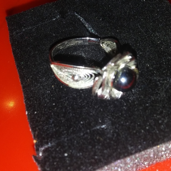 Sterling 925 Flower Ring AKOYA BLACK PEARL - Picture 7 of 8